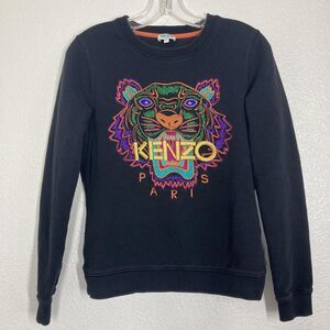 Kenzo Paris Tiger Sweatshirt Womens Small Black Embroidered Crewneck Pullover